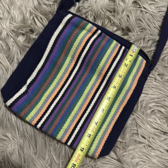 Seema Crossbody Bag-Cotton Cloth-Navy with Multi Stripe Detail-EUC-9x9 - Picture 16 of 16